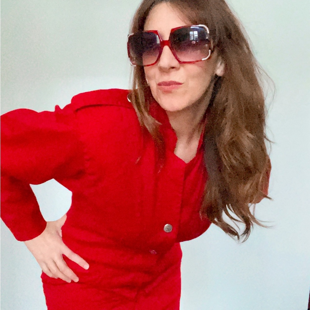 1980s Red Dress, Vintage Holt Renfrew Solid Red Dress